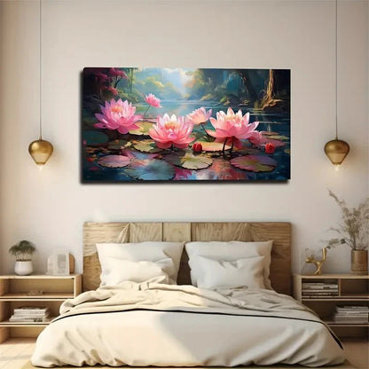 Atmospheric Pink For Lotus Wall Art Canvas Office Home Room Framed 120x60cm