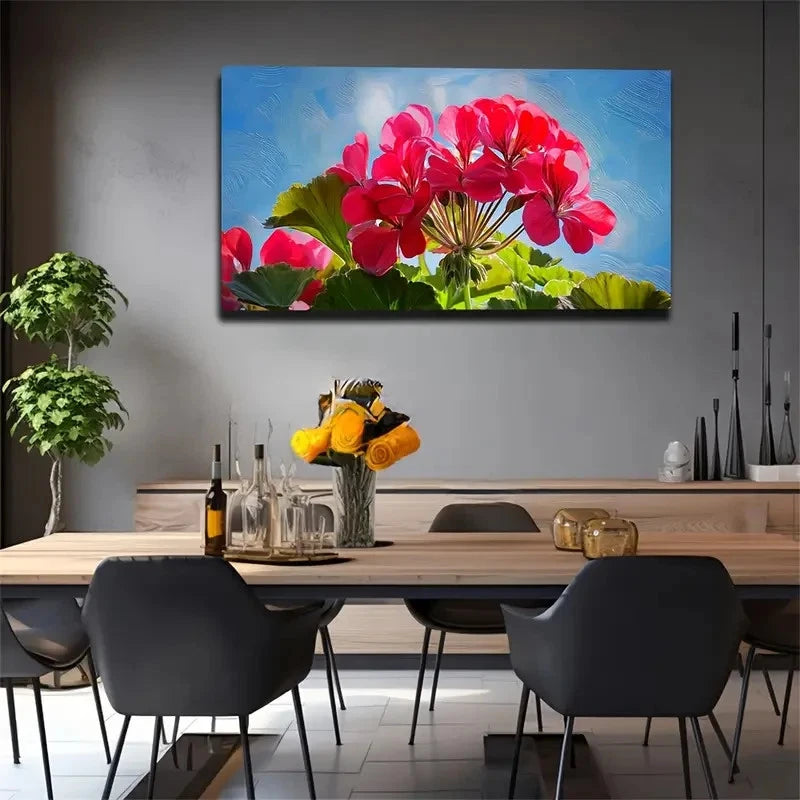 Vibrant Red Flowers Wall Art Canvas Office Home Room Framed 120x60cm