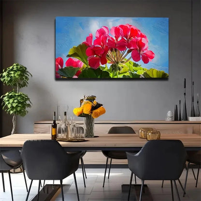 Vibrant Red Flowers Wall Art Canvas Office Home Room Framed 120x60cm