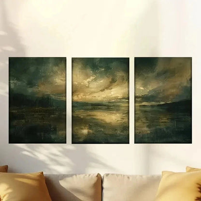 3pcs Dark Gothic Clouds Wall Art Set Canvas Framed 50x70cm - High Quality Print 100% Australian Made Wall Canvas Ready to Hang - Bella Home Decor