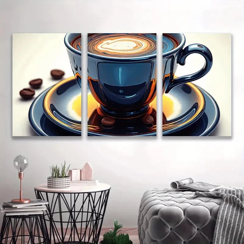 3pcs Cup of a Coffee Painting  Wall Art Set Canvas Framed 40x60cm - High Quality Print 100% Australian Made Wall Canvas Ready to Hang - Bella Home Decor