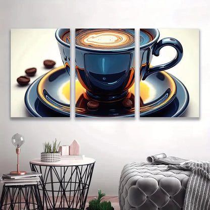 3pcs Cup of a Coffee Painting  Wall Art Set Canvas Framed 40x60cm - High Quality Print 100% Australian Made Wall Canvas Ready to Hang - Bella Home Decor