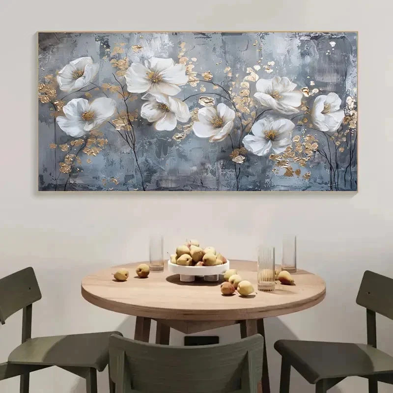 Graffiti With White Flowers Wall Art Canvas Office Home Room Framed 120x60cm - Bella Home Decor