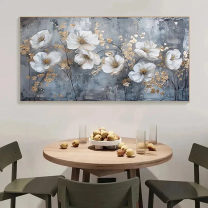 Graffiti With White Flowers Wall Art Canvas Office Home Room Framed 120x60cm - Bella Home Decor