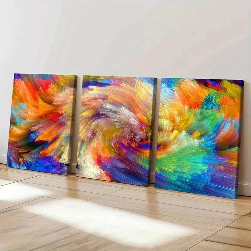 3pcs Multicolor Abstract Decorative Painting Wall Art Set Canvas Framed 60x90cm - High Quality Print 100% Australian Made Wall Canvas Ready to Hang