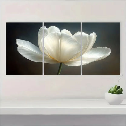 3pcs Beautiful White Tulip Art Painting  Wall Art Set Canvas Framed 50x70cm - High Quality Print 100% Australian Made Wall Canvas Ready to Hang - Bella Home Decor