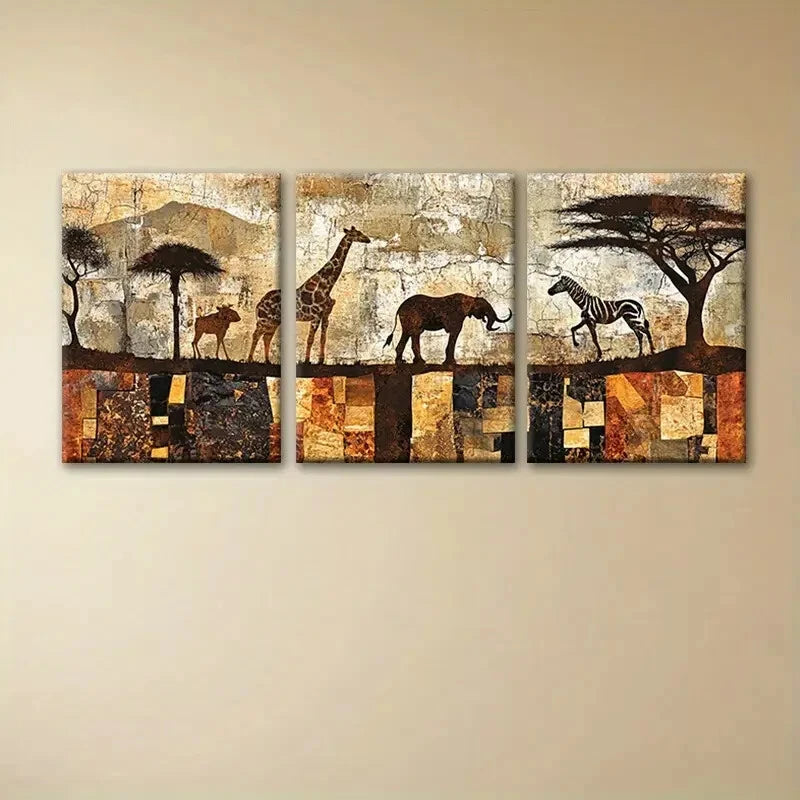 3pcs Retro Desert Mysterious Abstract Metal Print Ready to Hang Art - Bella Home Decor