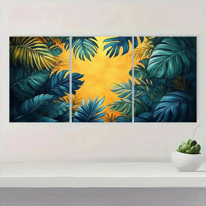 3pcs  Blue Green Yellow & Orange Mid-Century C Wall Art Set Canvas Framed 40x60cm - High Quality Print 100% Australian Made Wall Canvas Ready to Hang - Bella Home Decor