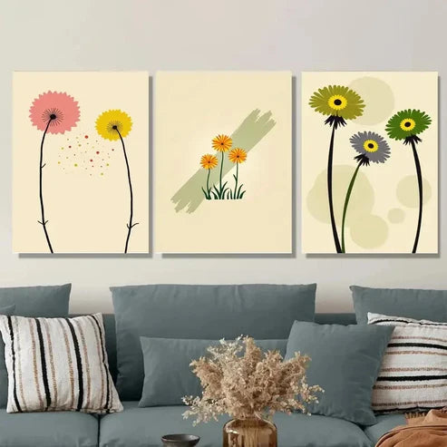 3pcs Modern Floral Elegant Pink Yellow Wall Art Set Wall Art Canvas Unframed – High Quality Print 100% Australian Made Wall Canvas