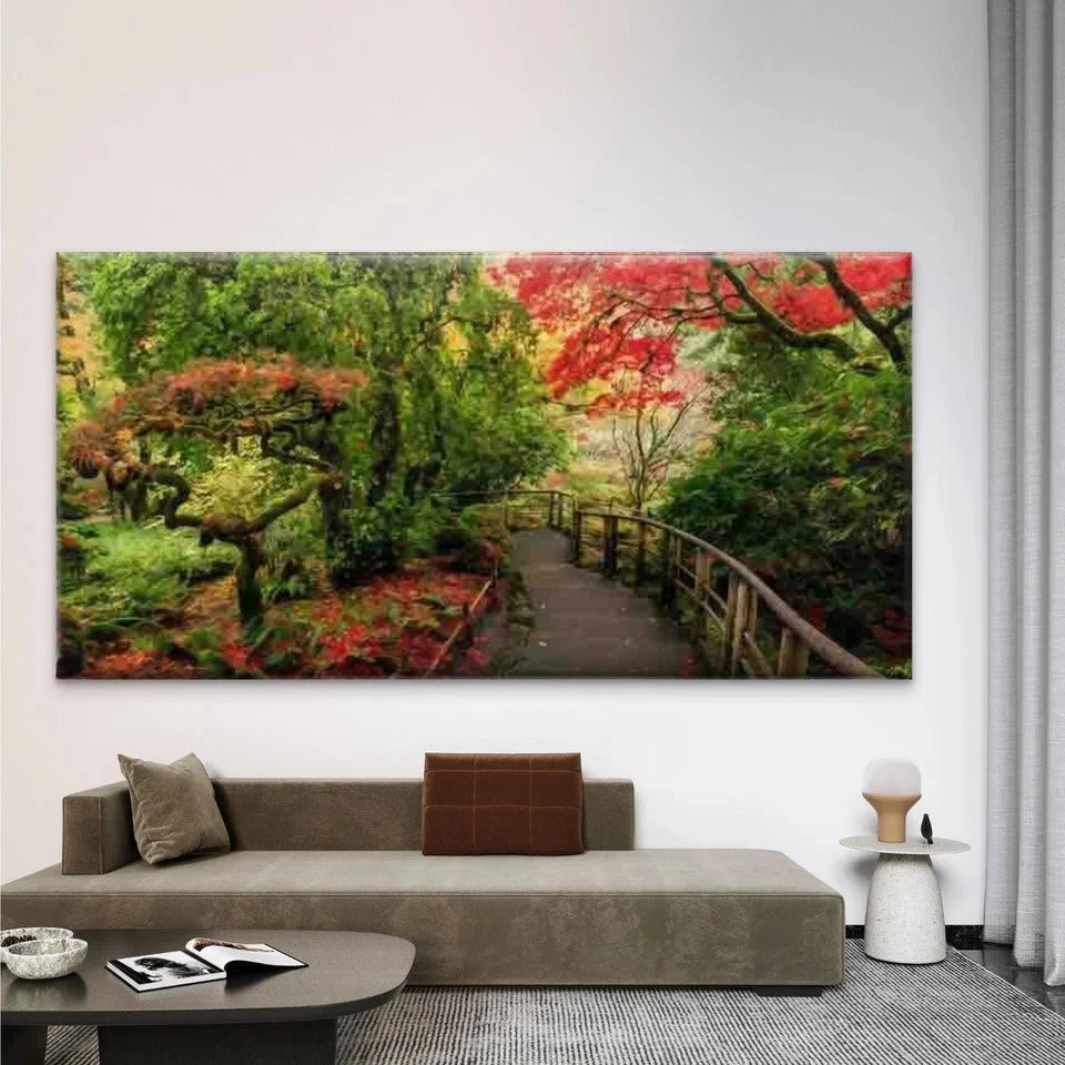 Red Maple Leaves & Japanese Wall Art Canvas Office Home Room Framed 120x60cm