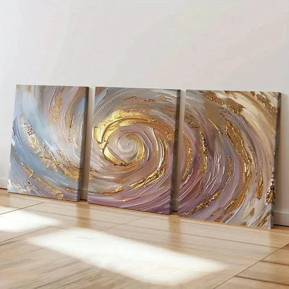 3pcs Abstract Golden Spiral Swirls Wall Art Set Canvas Framed 60x90cm - High Quality Print 100% Australian Made Wall Canvas Ready to Hang - Bella Home Decor