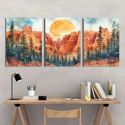 3pcs Bryce Canyon Red Rock Trees Perfect Wall Art Set Canvas Framed 60x90cm - High Quality Print 100% Australian Made Wall Canvas Ready to Hang - Bella Home Decor