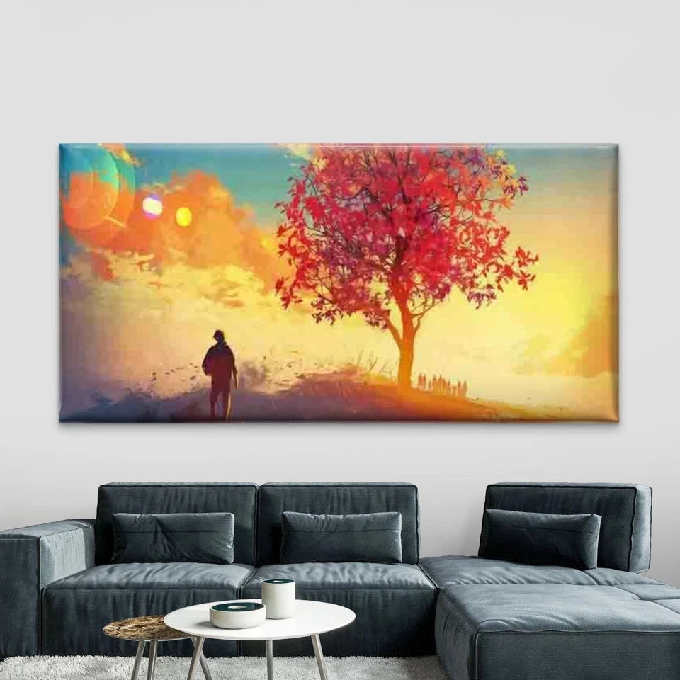 Minimalist Sunset Landscape Wall Art Canvas Office Home Room Framed 120x60cm