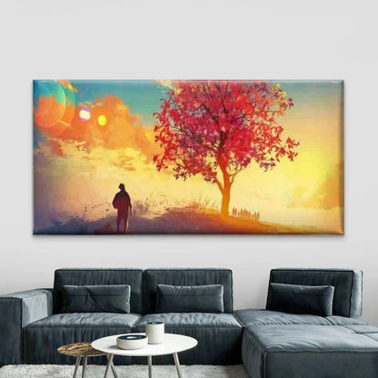Minimalist Sunset Landscape Wall Art Canvas Office Home Room Framed 120x60cm