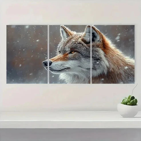 3pcs Mystical Wolf Winter Art a Wall Art Canvas Unframed - High Quality Print 100% Australian Made Wall Canvas - Bella Home Decor