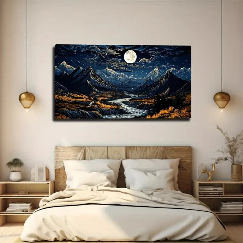 Mountain River Suitable Wall Art Canvas Office Home Room Framed 120x60cm