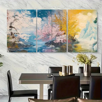 3pcs Cherry Blossoms & Autumn Leaves Metal Print Ready to Hang Art - Bella Home Decor