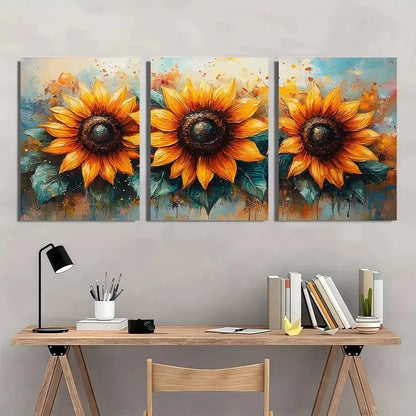 3pcs Vibrant Botanical Floral Design Perfect Wall Art Set Canvas Framed 50x70cm - High Quality Print 100% Australian Made Wall Canvas Ready to Hang