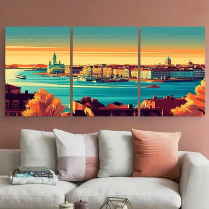 3pcs Vibrant Nordic & Scandinavian PerfectWall Art Set Canvas Framed 60x90cm - High Quality Print 100% Australian Made Wall Canvas Ready to Hang