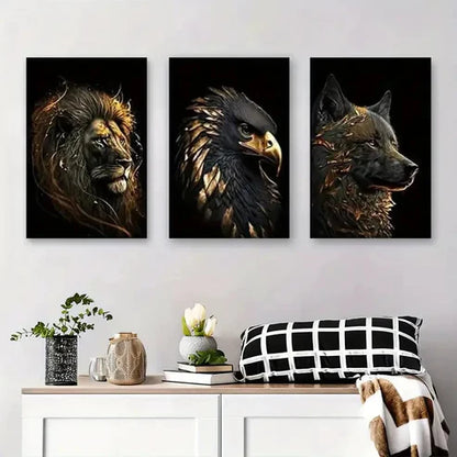3pcs Lion Eagle Wolf Animal Abstract Wall Art Set Canvas Unframed – High Quality Print 100% Australian Made Wall Canvas