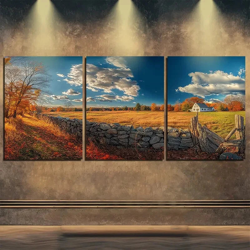 3pcs Beautiful Farm Nature Relax Autumn Perfect Wall Art Set Canvas Framed 40x60cm - High Quality Print 100% Australian Made Wall Canvas Ready to Hang