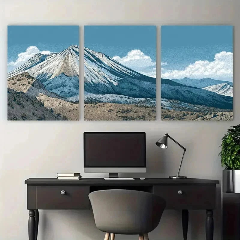 3pcs Lassen Volcanic California Décor Perfect Wall Art Set Canvas Framed 50x70cm - High Quality Print 100% Australian Made Wall Canvas Ready to Hang