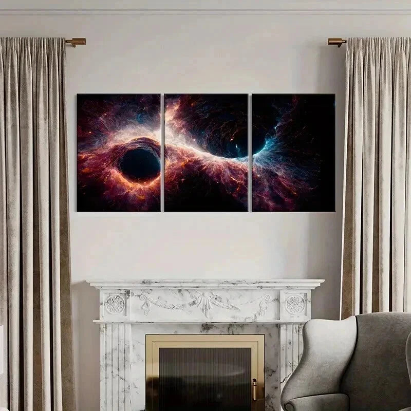 3pcs Cosmic Nebula Vibrant Space-Themed Wall Art Set Canvas Framed 40x60cm - High Quality Print 100% Australian Made Wall Canvas Ready to Hang - Bella Home Decor