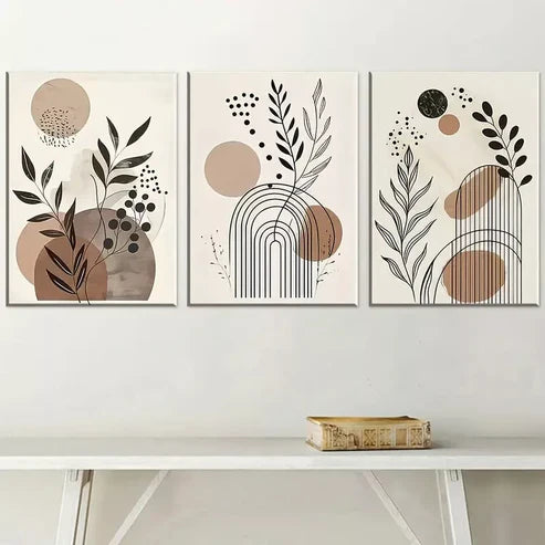 3pcs Deco Classic Modern Floral Pattern Canvas Unframed - High Quality Print 100% Australian Made Wall Canvas - Bella Home Decor