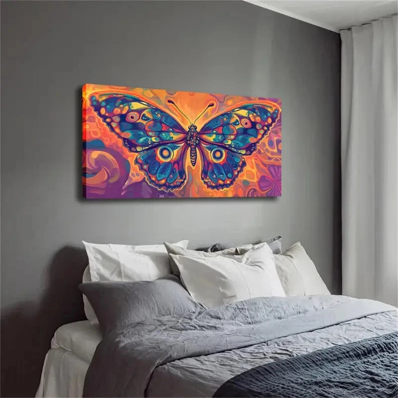 Abstract Butterfly Wings Modern Wall Art Canvas Office Home Room Framed 120x60cm - Bella Home Decor