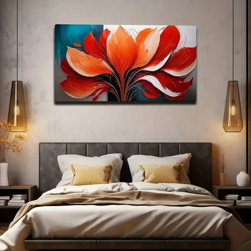 Vibrant Floral Wall Art Canvas Office Home Room Framed 120x60cm