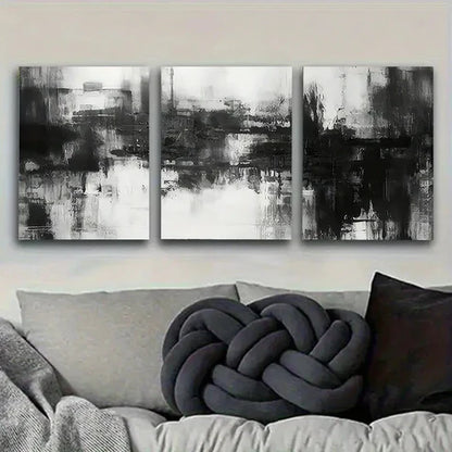 3pcs Monochrome Abstract Painting Wall Art Canvas Unframed - High Quality Print 100% Australian Made Wall Canvas - Bella Home Decor