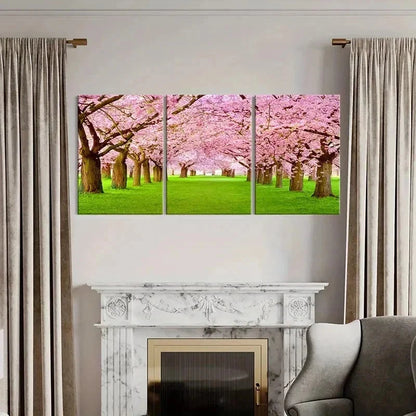 3pcs Sakura Forest Natural Landscape Wall Art Set Canvas Framed 50x70cm - High Quality Print 100% Australian Made Wall Canvas Ready to Hang