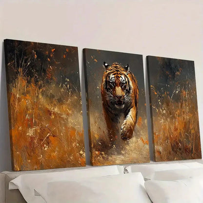 3pcs Majestic Tiger Natural Wildlife Animal Wall Art Set Canvas Framed 60x90cm - High Quality Print 100% Australian Made Wall Canvas Ready to Hang