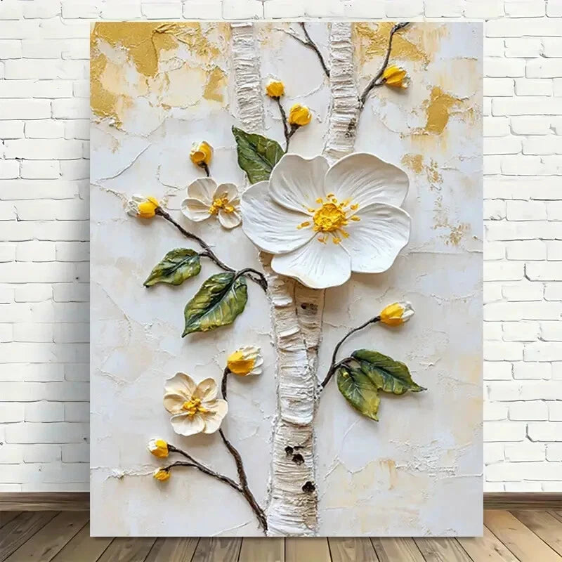 Beautiful Modern Vintage Floral Spring Bloom Painting 40x60cm Metal Print Ready to Hang - Bella Home Decor
