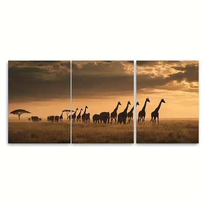 3pcs Kenya African Wildlife Decor Wall Art Set Canvas Framed 40x60cm - High Quality Print 100% Australian Made Wall Canvas Ready to Hang