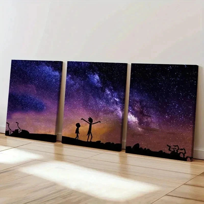 3pcs Classic Starry Sky Night Scene Wall Art Set Canvas Framed 60x90cm - High Quality Print 100% Australian Made Wall Canvas Ready to Hang - Bella Home Decor