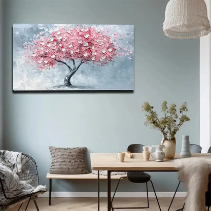 Pink Leaves on Abstract Wall Art canvas office home room framed 120x60cm