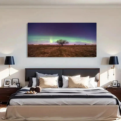 Northern Lights & Bow Trees Wall Art Canvas Office Home Room Framed 120x60cm