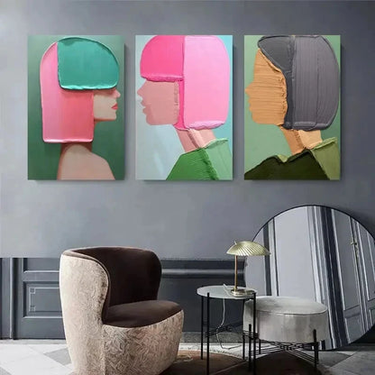 3pcs Colorful Abstract Contemporary Style Metal Print Ready to Hang Art - Bella Home Decor