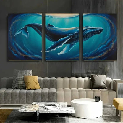 3pcs  Blue Whale Canvas  Wall Art Set Canvas Framed 40x60cm - High Quality Print 100% Australian Made Wall Canvas Ready to Hang - Bella Home Decor