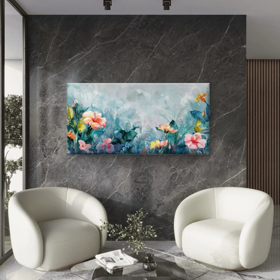 Watercolor Abstract Floral Wall Art Canvas Office Home Room Framed 120x60cm