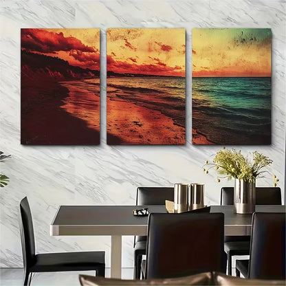 3pcs Amazing Sunset and Beach in Sri Lanka Wall Art Set Canvas Framed 50x70cm - High Quality Print 100% Australian Made Wall Canvas Ready to Hang - Bella Home Decor