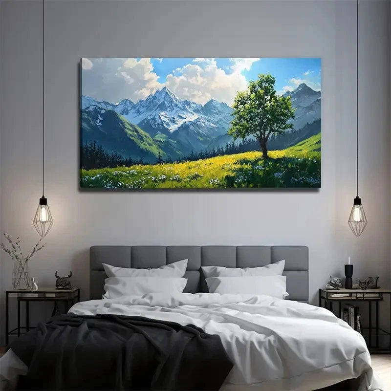 Large Modern Tree Landscape Wall Art Canvas Office Home Room Framed 120x60cm