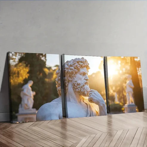 3pcs Marble Statue of Zeus Perfect Greek Décor Wall Art Set Canvas Unframed - High Quality Print 100% Australian Made Wall Canvas