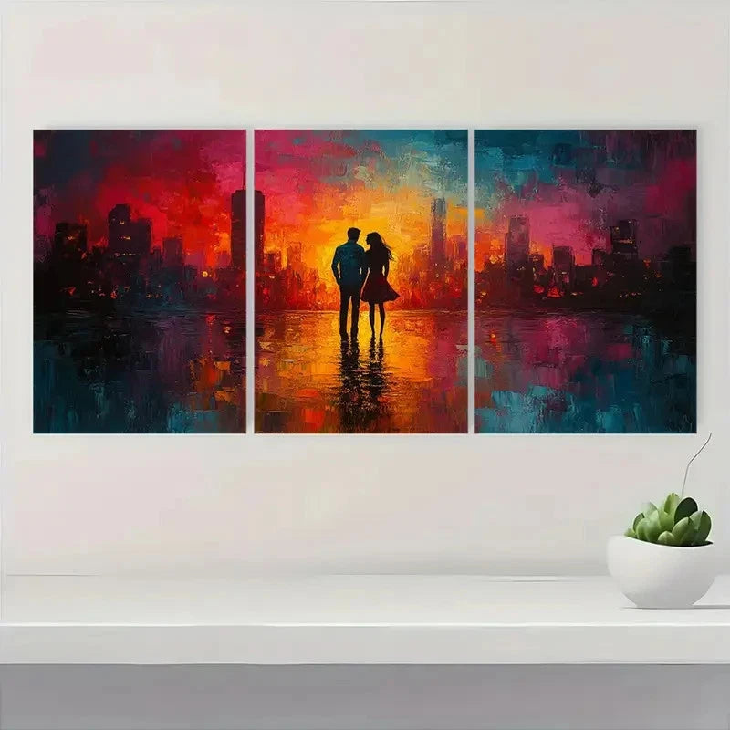 3pcs Abstract City Romantic Couple RC  Wall Art Set Canvas Framed 40x60cm - High Quality Print 100% Australian Made Wall Canvas Ready to Hang - Bella Home Decor