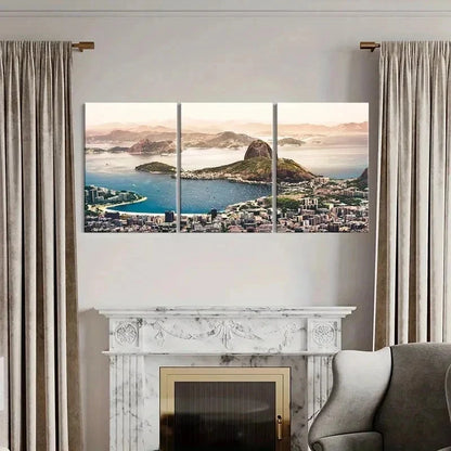 3pcs Rio de Janeiro Cityscape & Mountain Wall Art Set Canvas Framed 50x70cm - High Quality Print 100% Australian Made Wall Canvas Ready to Hang