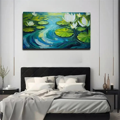 Lotus On For Lotus Pond Wall Art Canvas Office Home Room Framed 120x60cm