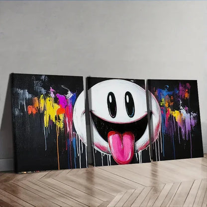 3pcs Ghostly Smile Funny Colorful Sky Perfect Wall Art Set Canvas Unframed - High Quality Print 100% Australian Made Wall Canvas - Bella Home Decor