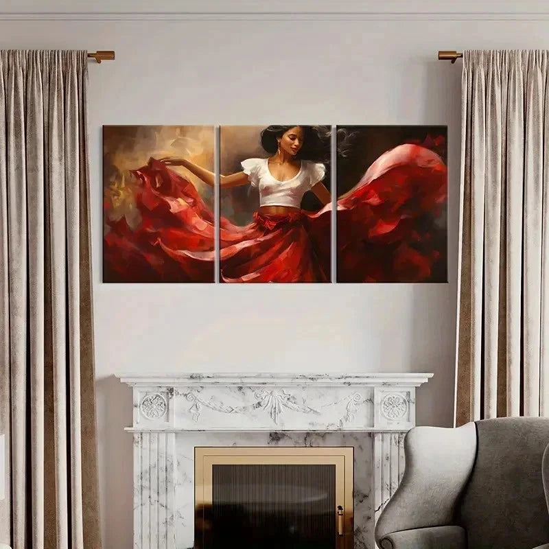 3pcs Abstract Latin Woman Dancing Wall Art Set Canvas Framed 60x90cm - High Quality Print 100% Australian Made Wall Canvas Ready to Hang - Bella Home Decor
