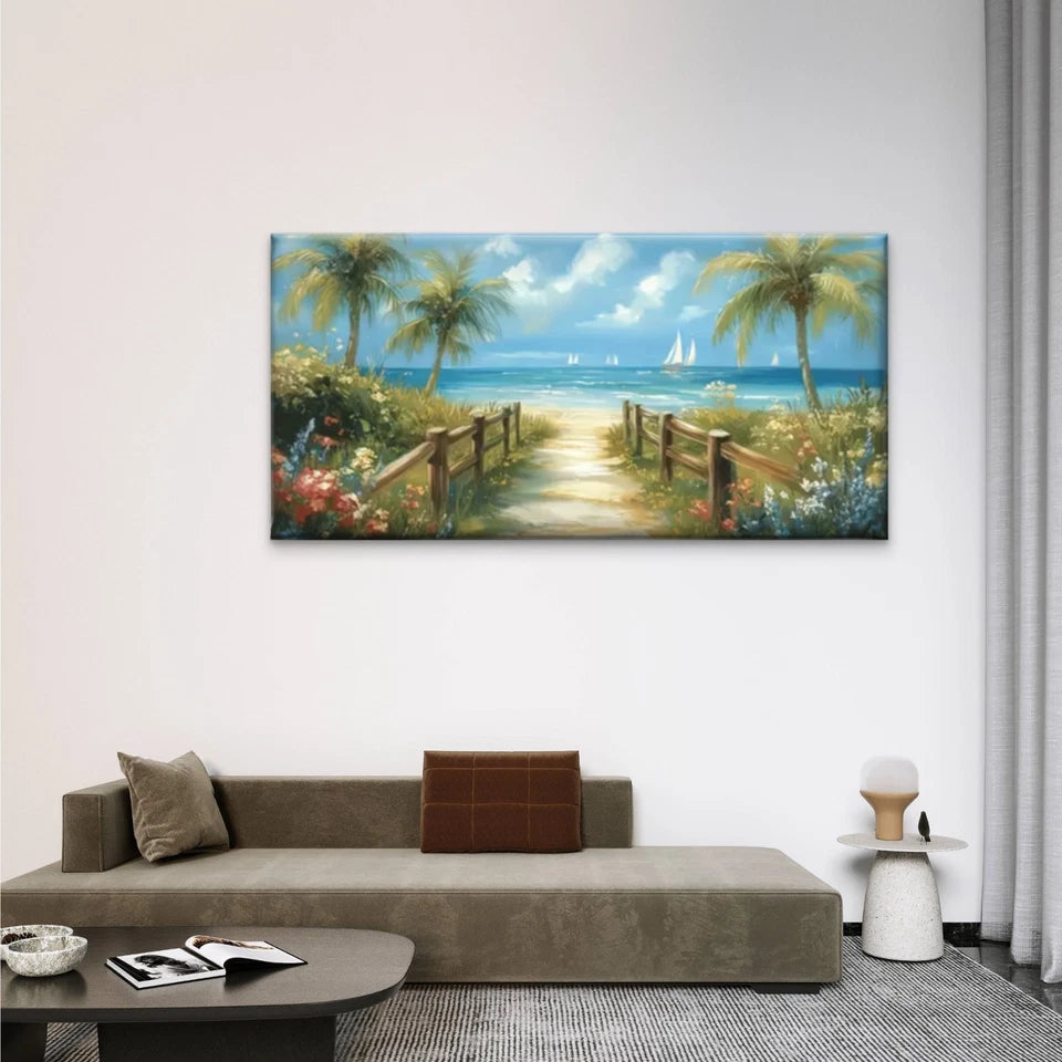The Road To The Beach Wall Art Canvas Office Home Room Framed 120x60cm